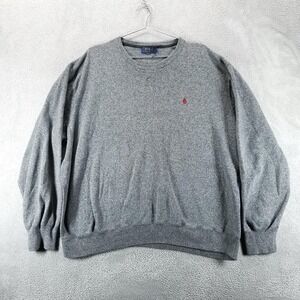 Polo Ralph Lauren Sweater Mens 2XLT Gray Crewneck Pullover Red Pony Logo